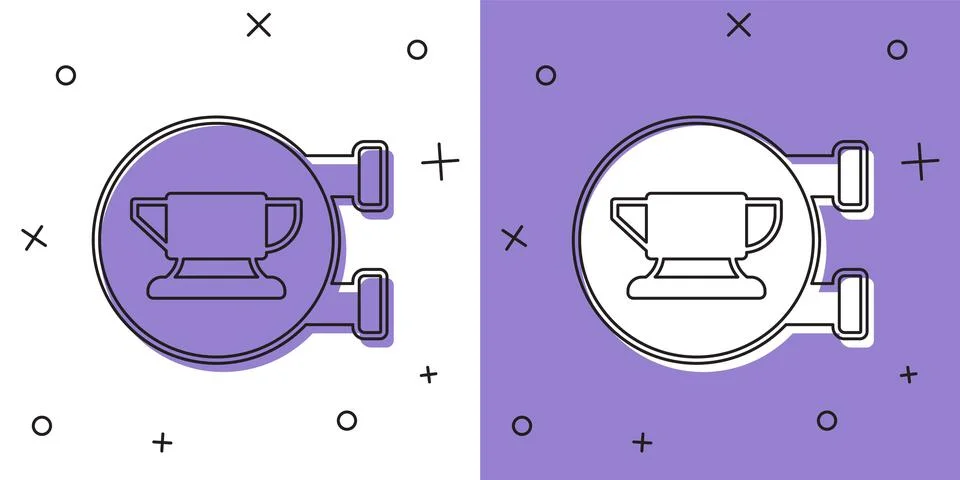 Set Blacksmith anvil tool icon isolated on white and purple background. Metal Stock Illustration
