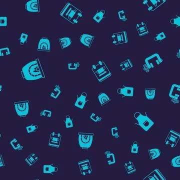 Set Blacksmith oven, Clamp and screw tool, anvil and apron on seamless pattern Stock Illustration