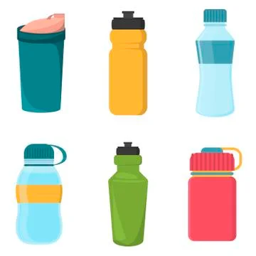 Set of blank bicycle plastic bottles for water Stock Illustration
