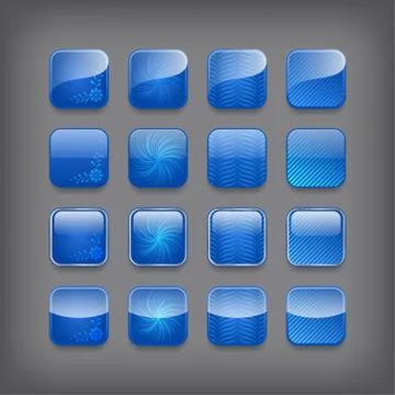 Set of blank blue buttons Stock Illustration