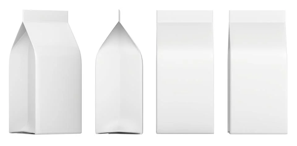 Set of blank boxes. Retail package mockup. Isolated on white. 3d rendering. Illustrazione stock