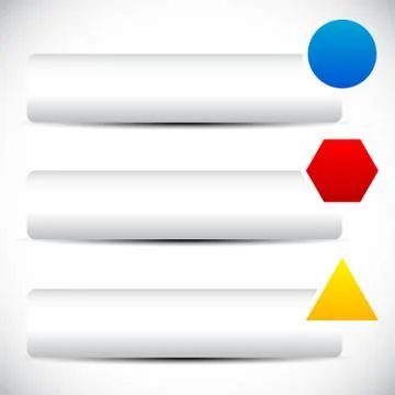 Set of blank buttons with circle, octagon and triangle shapes, signs 스톡 일러스트