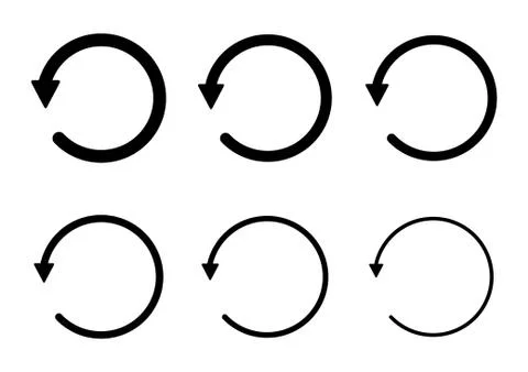 Set of blank circular symbol, arrow icon, refresh graphic vector. Collection Stock Illustration