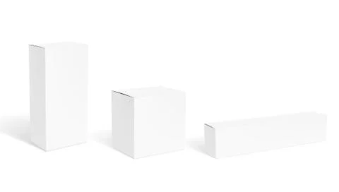 Set Of Blank Clear White Packaging Boxes For Cosmetic Or Medical Product Stock Illustration