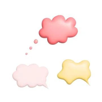 Set of blank color speech bubble vector illustration. 3d vector talking cloud Stock Illustration