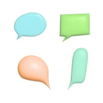 Set of blank color speech bubble vector illustration. 3d vector talking cloud Stock Illustration