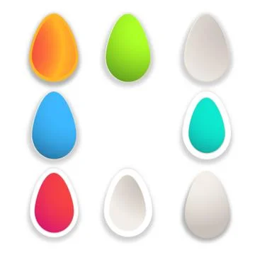 Set of blank Easter eggs different colors cut from paper on the gradient ba.. Stock Illustration