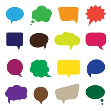 Set of Blank Empty Speech Bubbles Stock Illustration