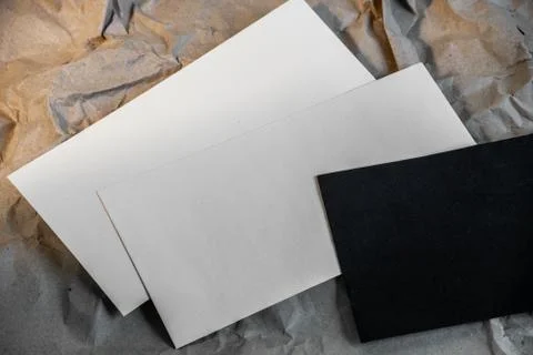 Set of blank envelopes mock-up, template for branding identity. Stock Photos