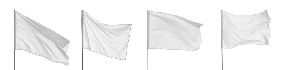 Set with blank flags on white background. Banner design Stock Photos