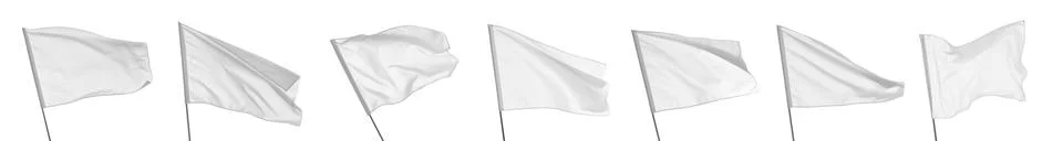 Set with blank flags on white background. Banner design Stock Photos