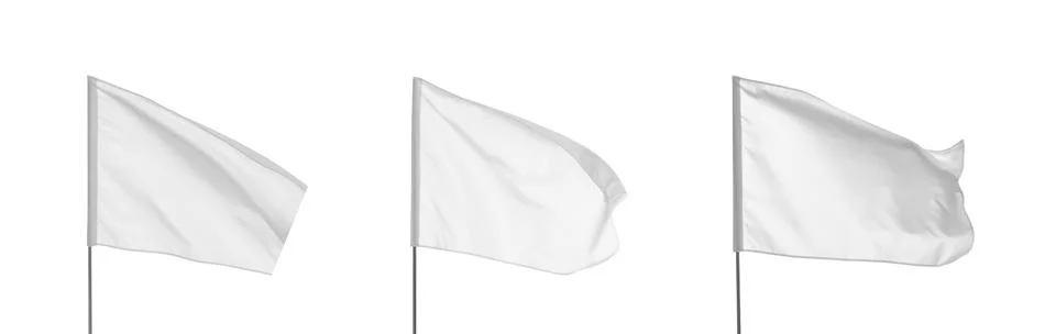 Set with blank flags on white background. Banner design Stock Photos