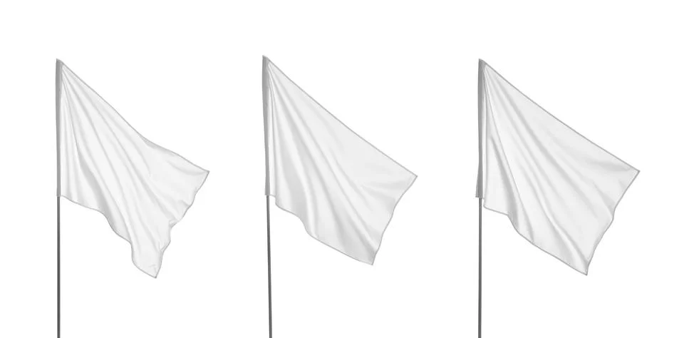 Set with blank flags on white background. Banner design Stock Photos