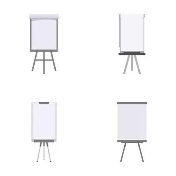 Set of blank flip charts on stands isolated on white 스톡 일러스트