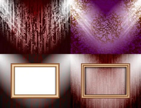 Set of Blank frame on a color wall lighting, abstract colored background with Stock-Illustration