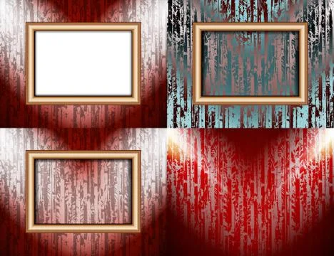 Set of Blank frame on a color wall lighting, abstract colored background with Stock-Illustration