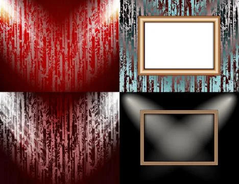 Set of Blank frame on a color wall lighting, abstract colored background with Stock-Illustration
