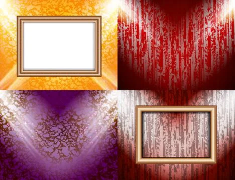 Set of Blank frame on a color wall lighting, abstract colored background with Stock-Illustration