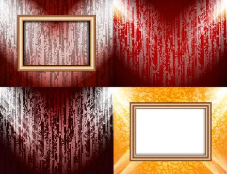 Set of Blank frame on a color wall lighting, abstract colored background with sp Stock-Illustration