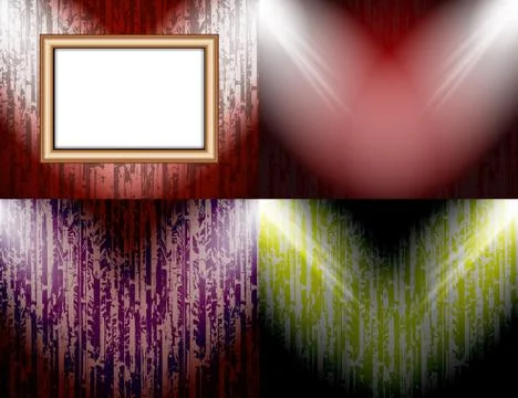 Set of Blank frame on a color wall lighting, abstract colored background with sp Stock-Illustration