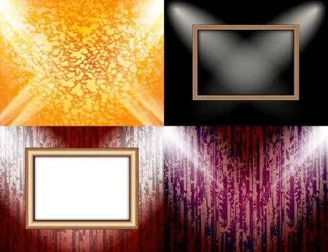 Set of Blank frame on a color wall lighting, abstract colored background with sp Stock-Illustration