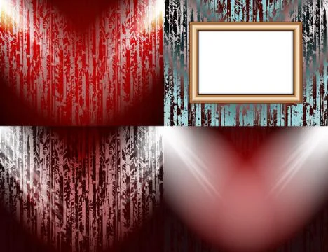 Set of Blank frame on a color wall lighting, abstract colored background with sp Stock-Illustration