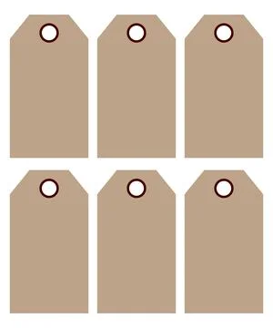 Set of blank gift box tags or sale shipping labels .brown kraft realistic mat Stock Illustration