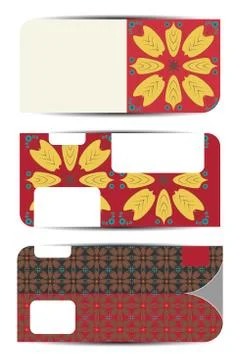 Set of blank gift voucher with case in autumn style. Stock Illustration