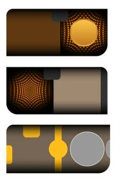 Set of blank gift voucher with case on the dark brown background with abstrac Stock Illustration