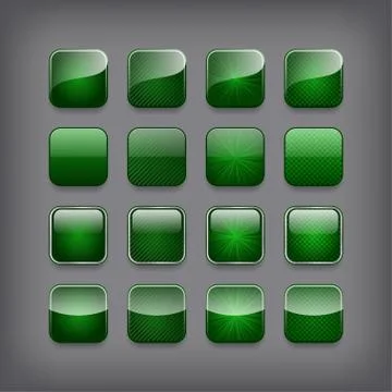 Set of blank green buttons 스톡 일러스트