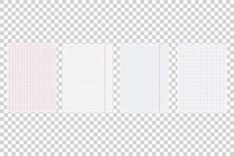 Set of Blank Grid and Lined Notebook Paper Templates for Education Stock Illustration