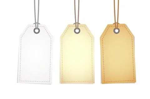 Set of blank hanging gift box tags or sale shopping labels Stock Illustration