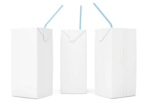 Set blank juice packaging. 3d render on white background 스톡 일러스트