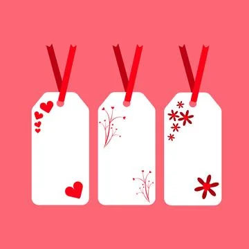 Set of blank labels, gift tag for a present with love decorates, hearts and Stock Illustration