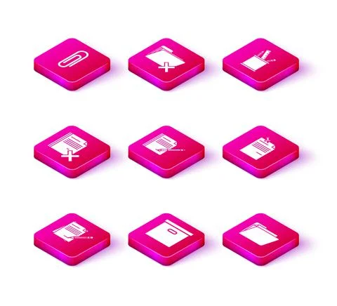 Set Blank notebook and pencil with eraser, Carton cardboard box, Delete file Stock Illustration