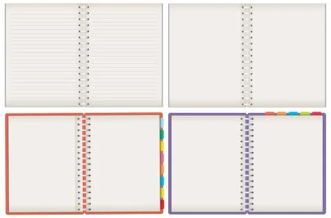 Set of blank notebooks isolated on white background Stock Illustration