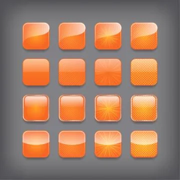 Set of blank orange buttons Stock Illustration