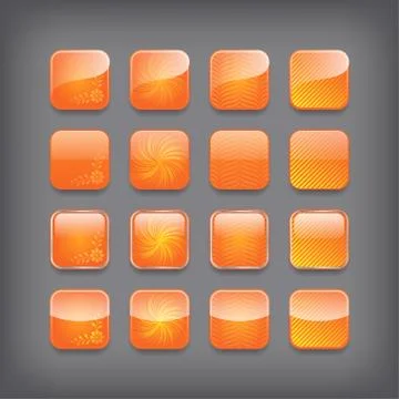 Set of blank orange buttons 스톡 일러스트