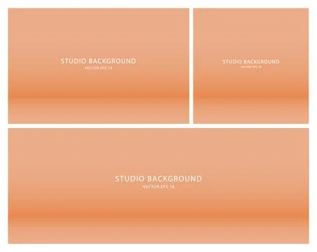 A set of blank orange studio backgrounds. A collection of empty studio rooms for Illustrazione stock