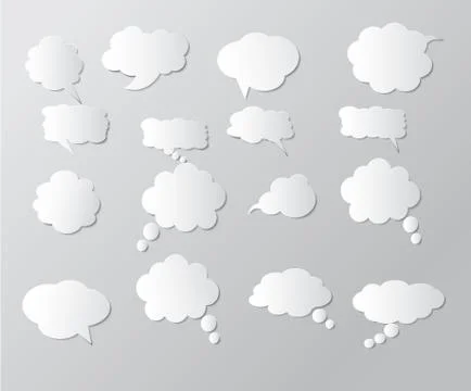 Set of blank  paper speech bubbles. Stock Illustration