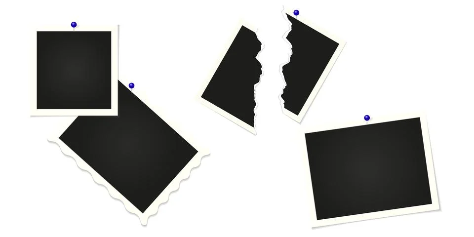 A set of blank photo frames of different sizes. Retro snapshots, mockup of Stock Illustration