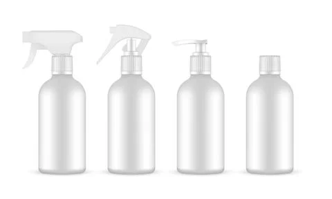 Set of Blank Plastic Bottles With Sprayer and Pump Stock Illustration