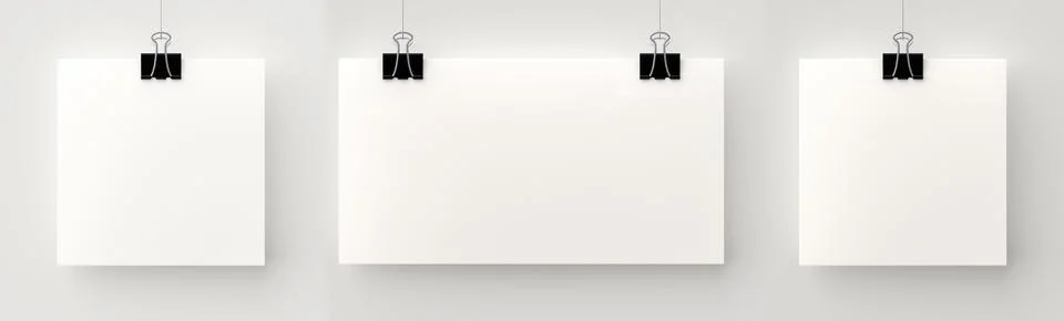 Set of blank posters hanging on a thread Stock Illustration