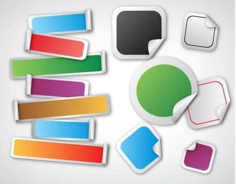 Set of blank rectangle labels with rounded corners Stock Illustration