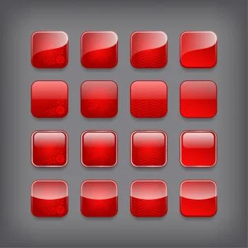 Set of blank red buttons 스톡 일러스트