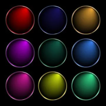 Set of blank round soft metal buttons for game Stock Illustration
