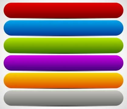 Set of Blank, Rounded Horizontal Button, Banner Backgrounds in Various Colors Stock Illustration