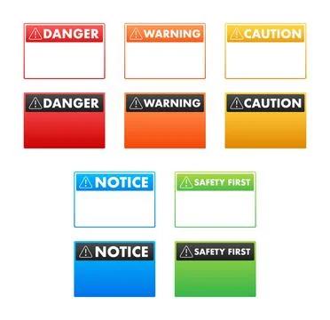 Set of blank safety warning and hazard signs Иллюстрация
