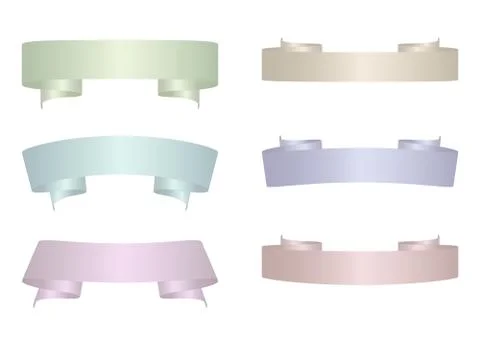 Set blank silver vector ribbon banners isolated on white background Stock Illustration