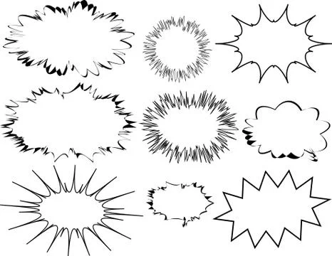 Set of Blank Speech Bubbles Explosion Shapes Stock Illustration
